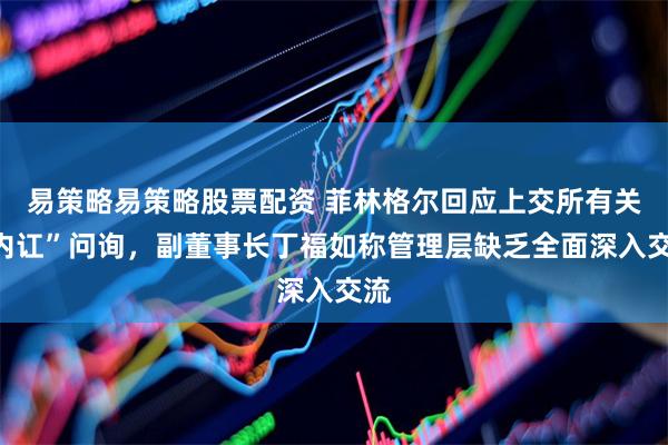 易策略易策略股票配资 菲林格尔回应上交所有关“内讧”问询，副董事长丁福如称管理层缺乏全面深入交流