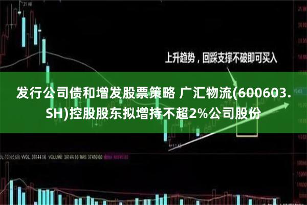 发行公司债和增发股票策略 广汇物流(600603.SH)控股股东拟增持不超2%公司股份