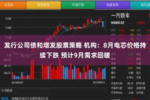发行公司债和增发股票策略 机构：8月电芯价格持续下跌 预计9月需求回暖