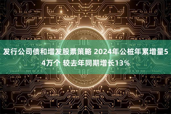 发行公司债和增发股票策略 2024年公桩年累增量54万个 较去年同期增长13%