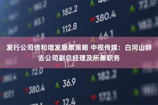 发行公司债和增发股票策略 中视传媒：白河山辞去公司副总经理及所兼职务