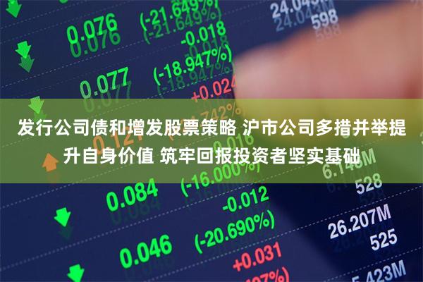 发行公司债和增发股票策略 沪市公司多措并举提升自身价值 筑牢回报投资者坚实基础